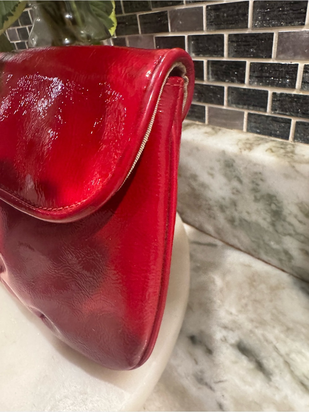 Coach Red Patent Leather XO Wristlet Clutch with Silver Tone Hardware Like NEW - Picture 5 of 10